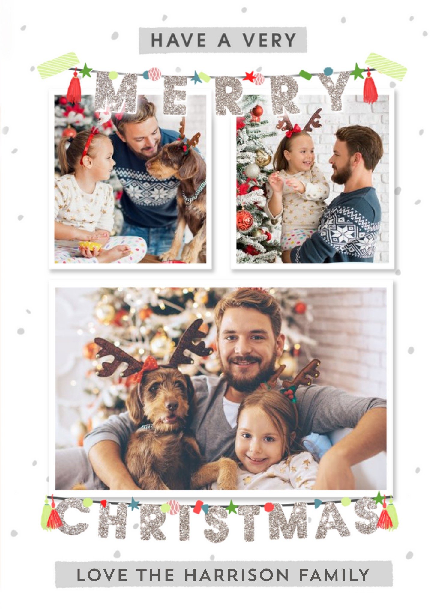 Moonpig Have A Very Merry Christmas Photo Upload Family Card, Large