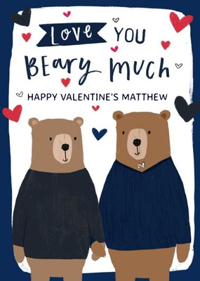Same Sex Cute Bears Love You Beary Much Valentines Day Card