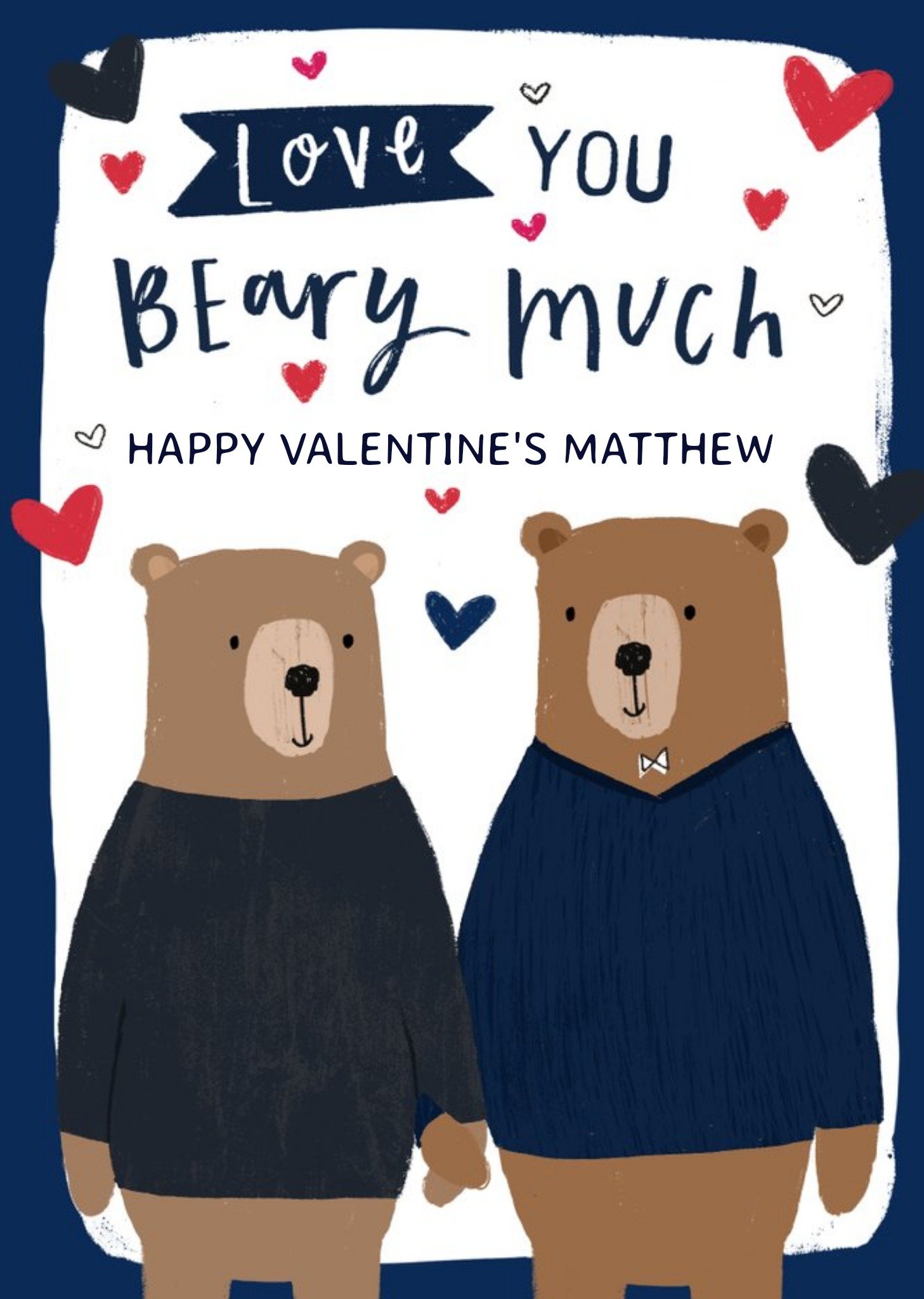 Same Sex Cute Bears Love You Beary Much Valentines Day Card Ecard