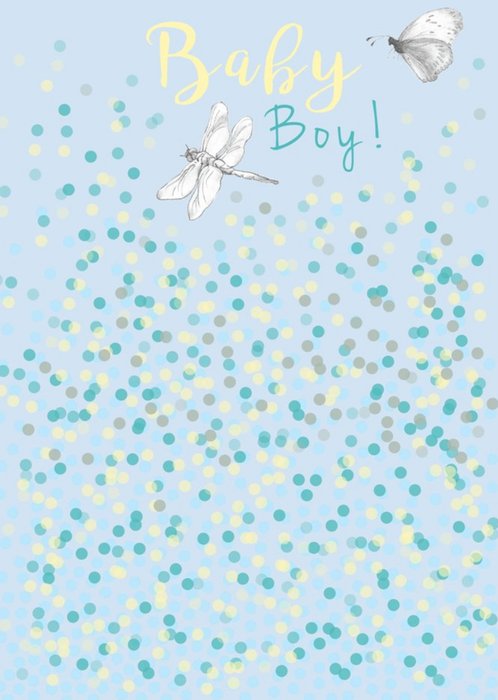 Confetti Dragonfly Baby Boy Card