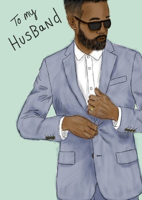 Illustrated Suited Sunglasses Man Husband Valentines Day Card