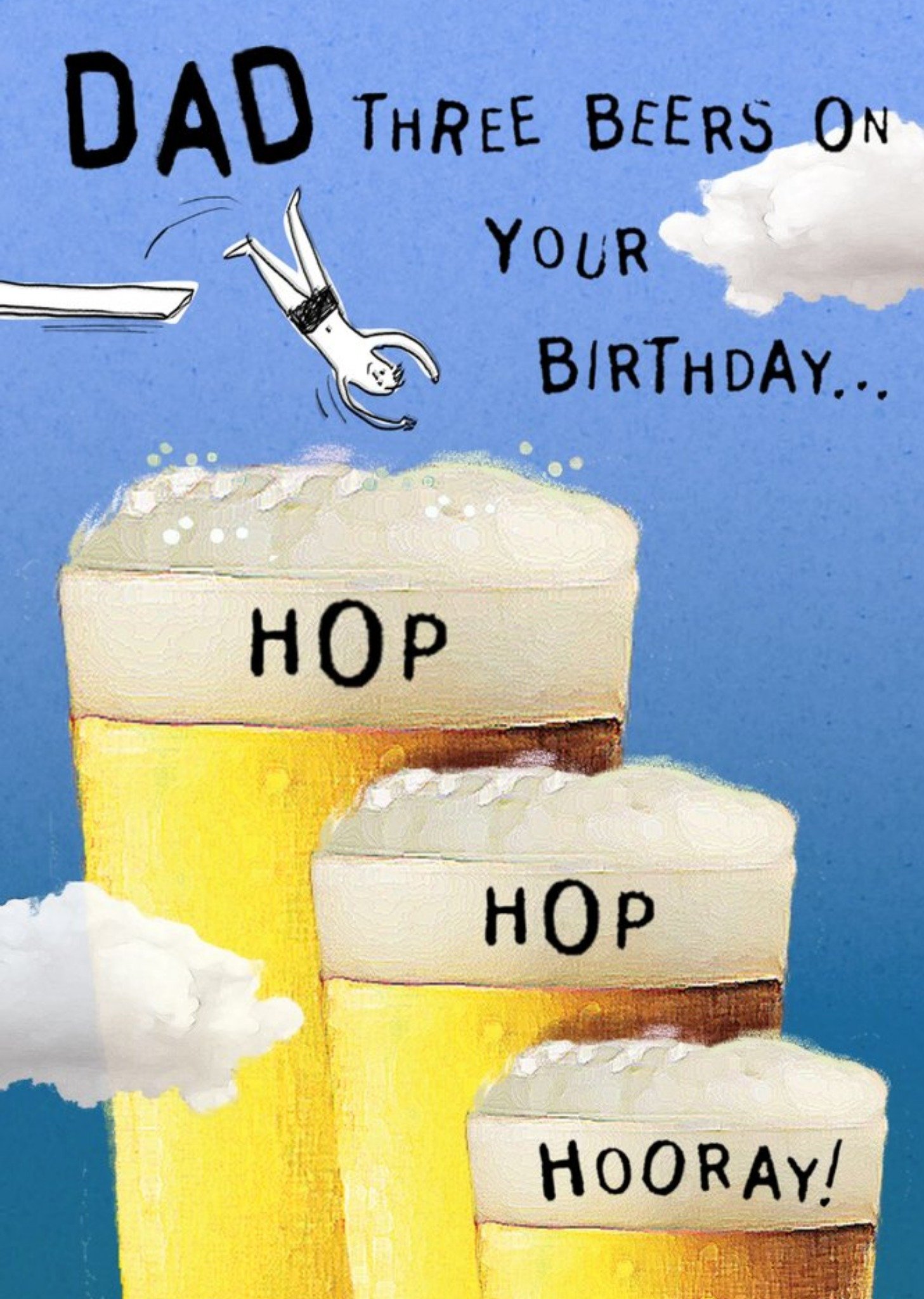 Moonpig Dad Three Beers On Your Birthday Hop Hop Hooray Birthday Card, Large