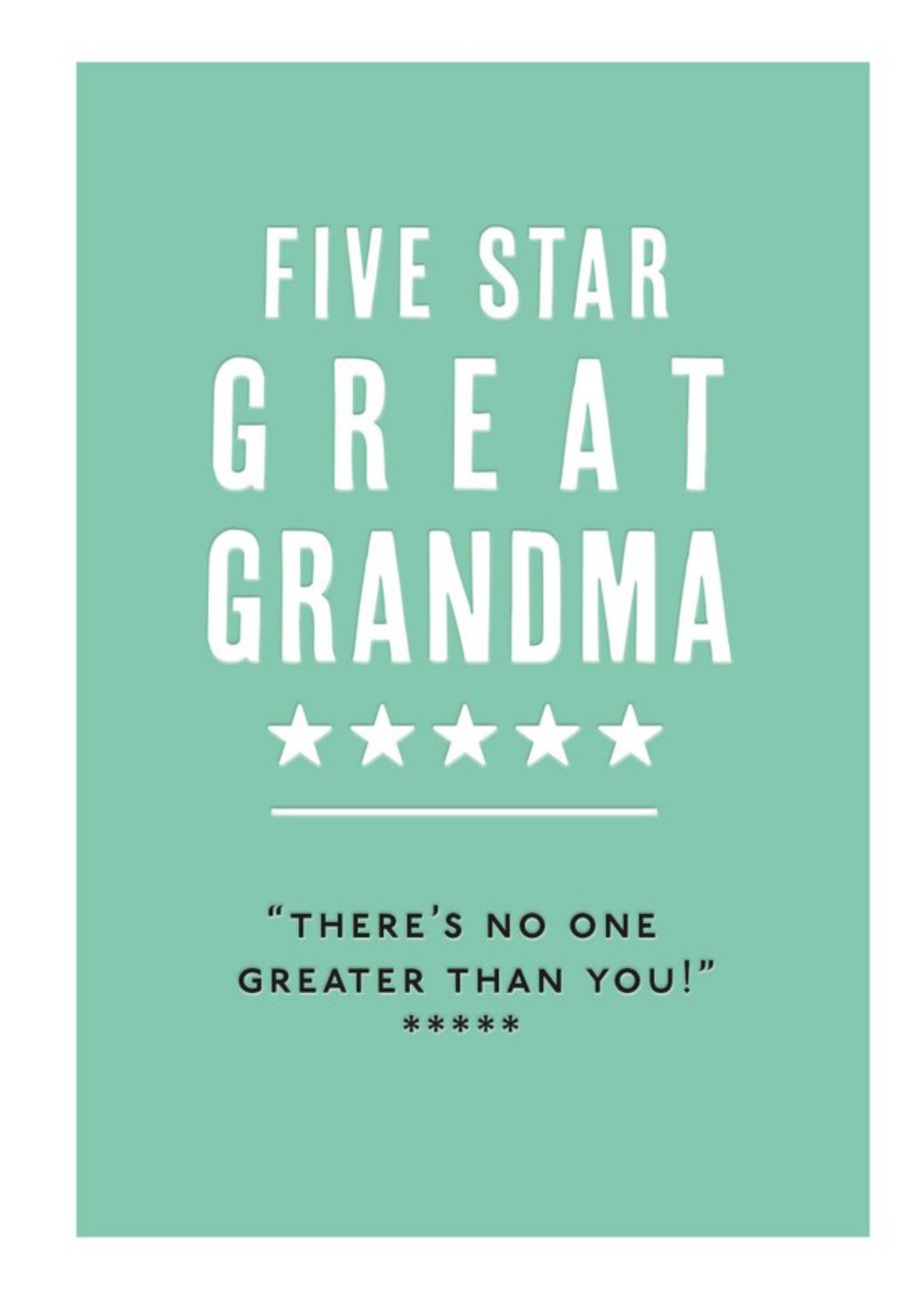 Moonpig Mungo And Shoddy Typographic Five Star Great Grandma Birthday Card, Large