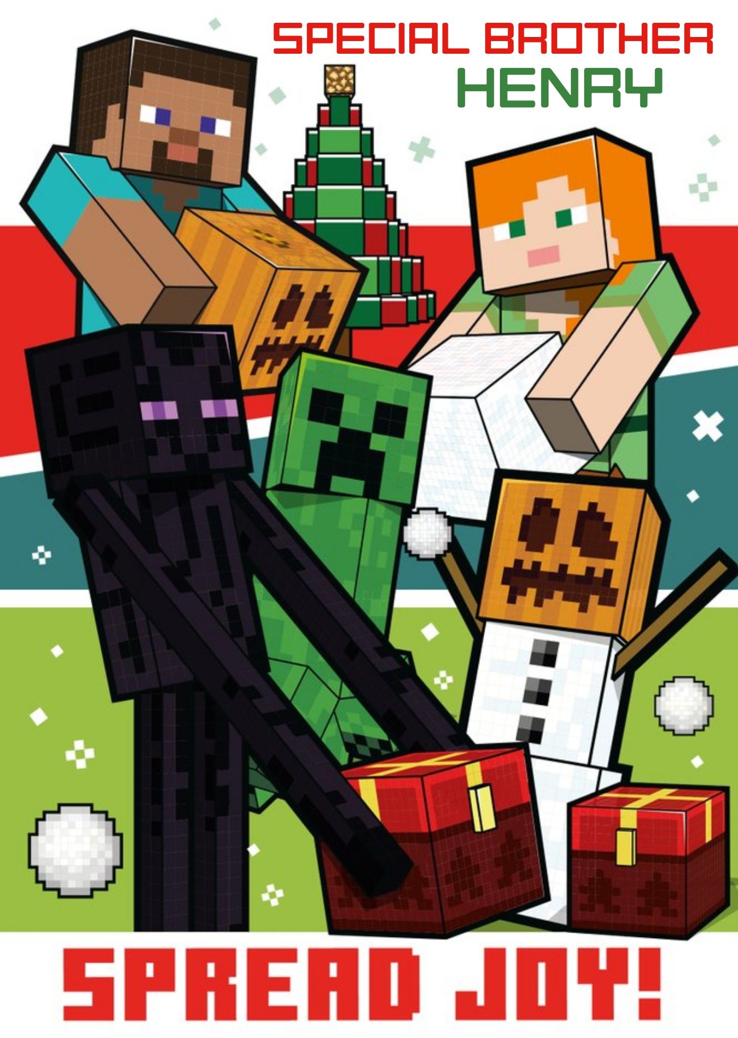 Minecraft Special Brother Spread Joy Christmas Card, Large