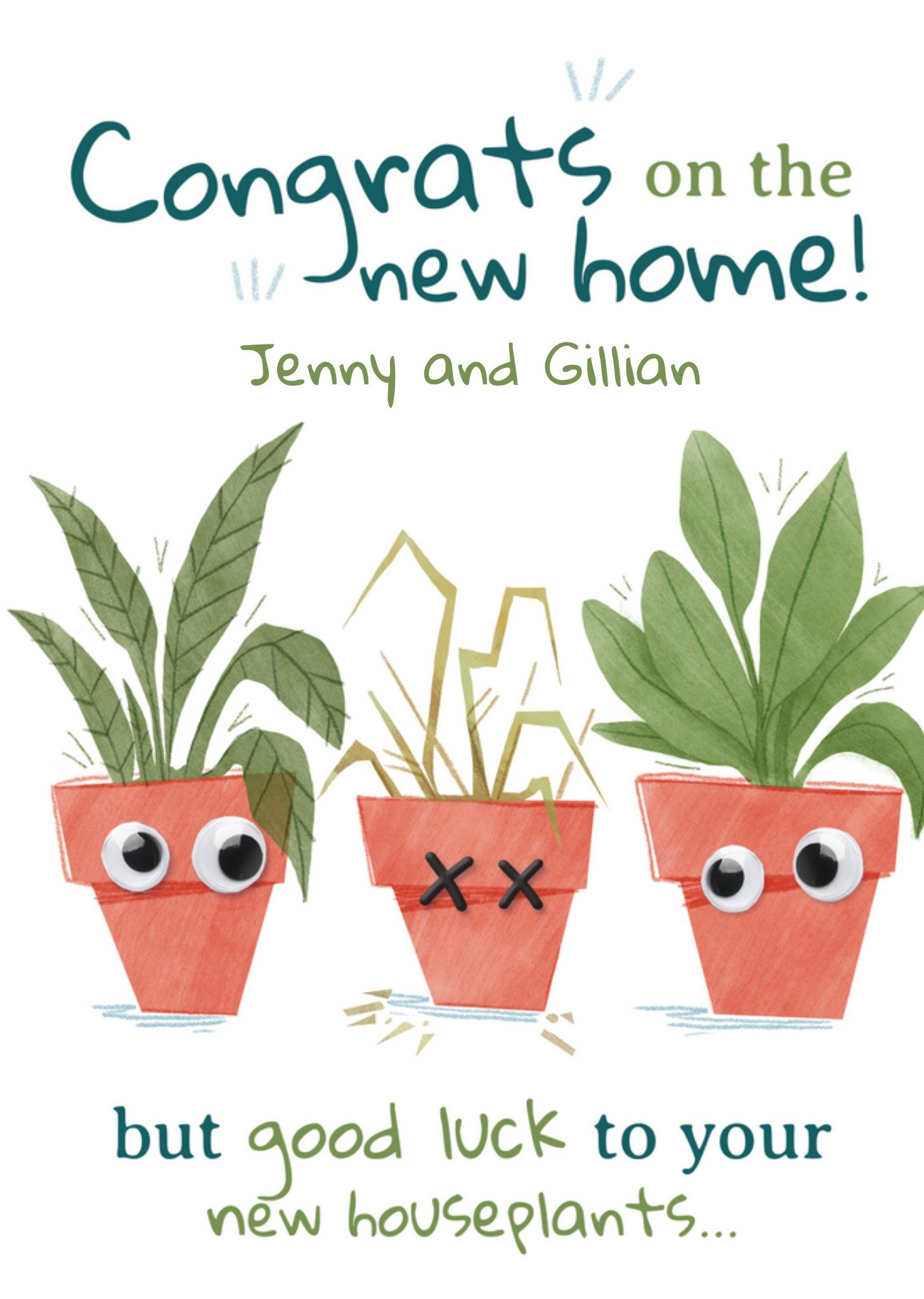 Googly Eyed House Plants Funny New Home Card Ecard