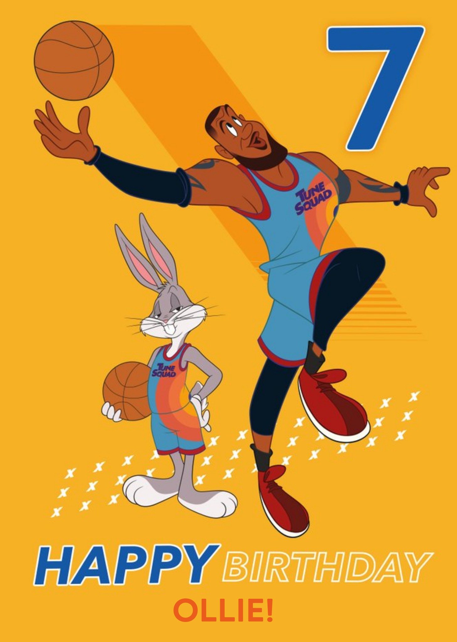 Moonpig Space Jam 2 Lebron James And Bugs Bunny 7th Birthday Card, Large
