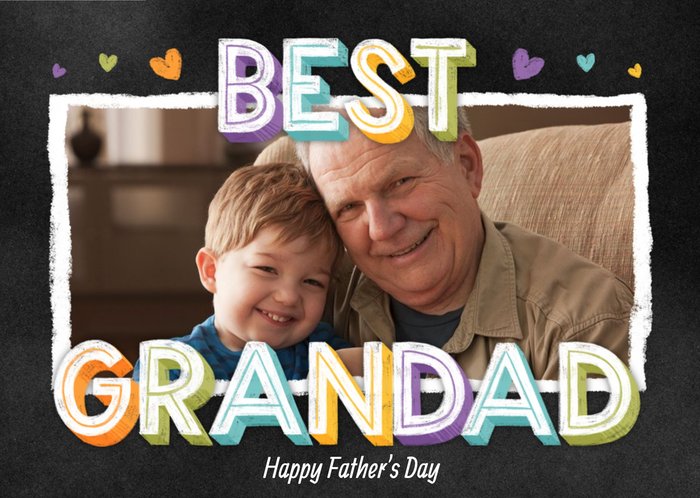 Bright Chalk Lettering Best Grandad Father's Day Photo Card