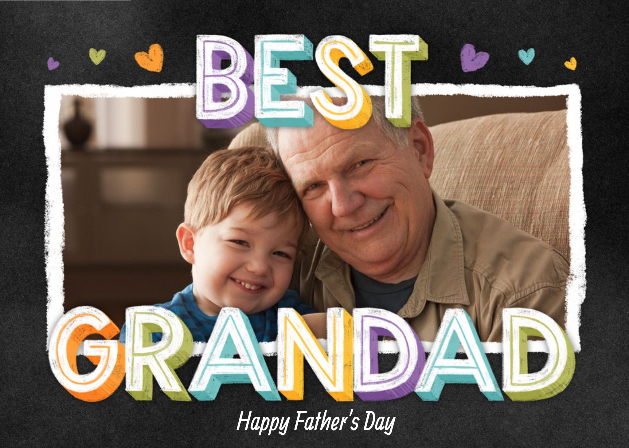 Bright Chalk Lettering Best Grandad Father's Day Photo Card Ecard