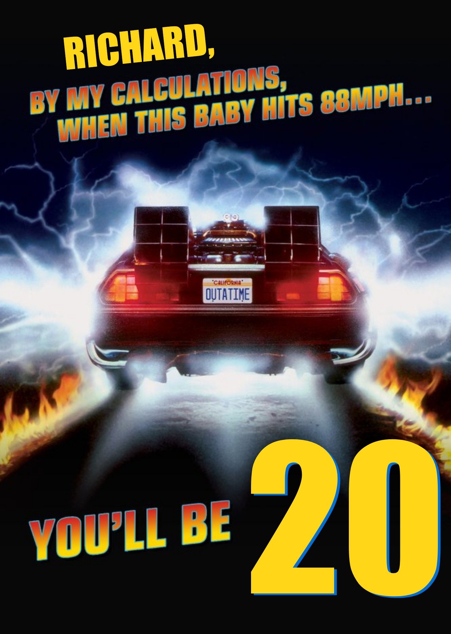 Moonpig Back To the Future When this Baby Hits 88Mph Personalised 20th Birthday Card, Large