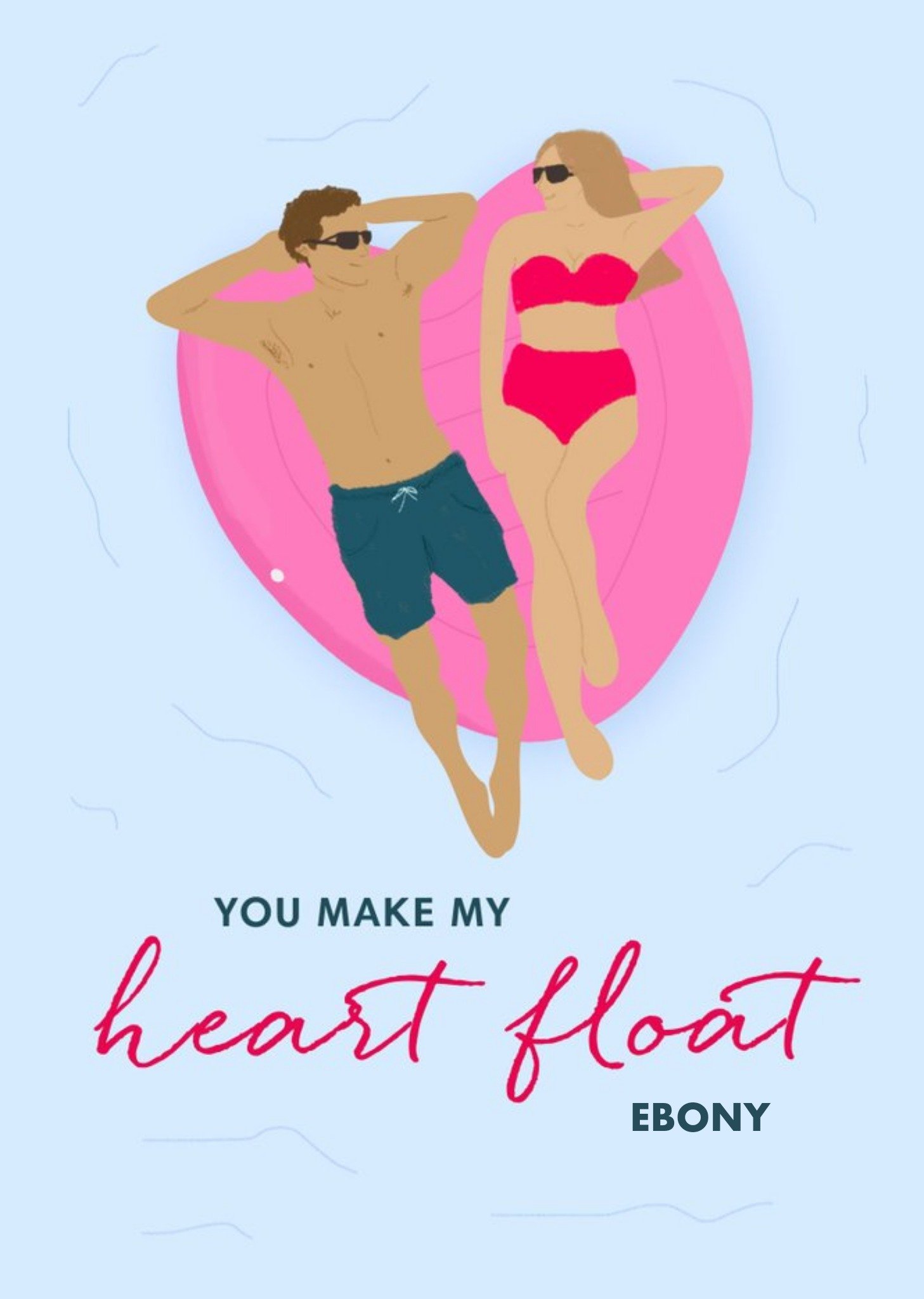 Moonpig Just Peachy Illustration Of A Couple In A Pool Valentines Day Card, Large
