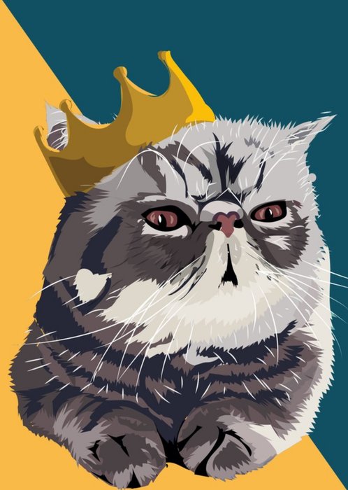 Illustrated Crown Persian Cat Card