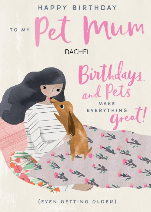 Illustrated Pet Mum Birthday Card  