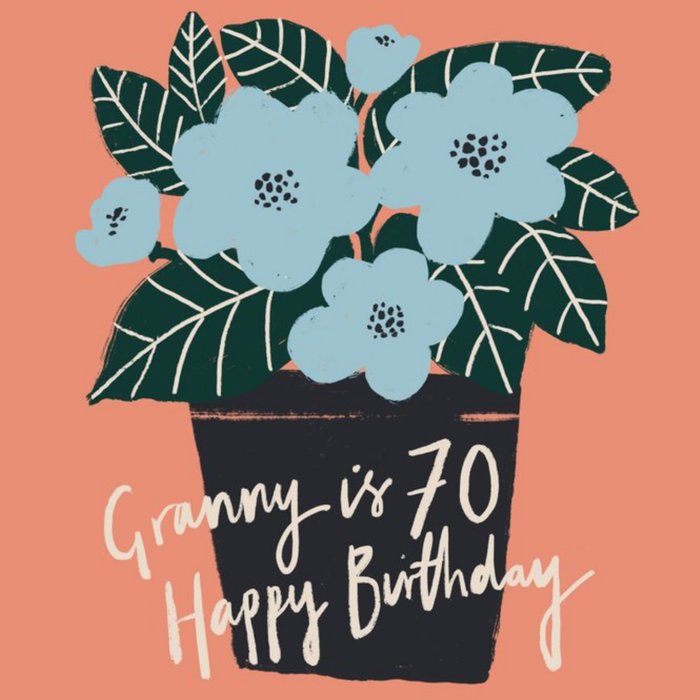 Illustrated Flowers Granny is 70 Happy Birthday Card