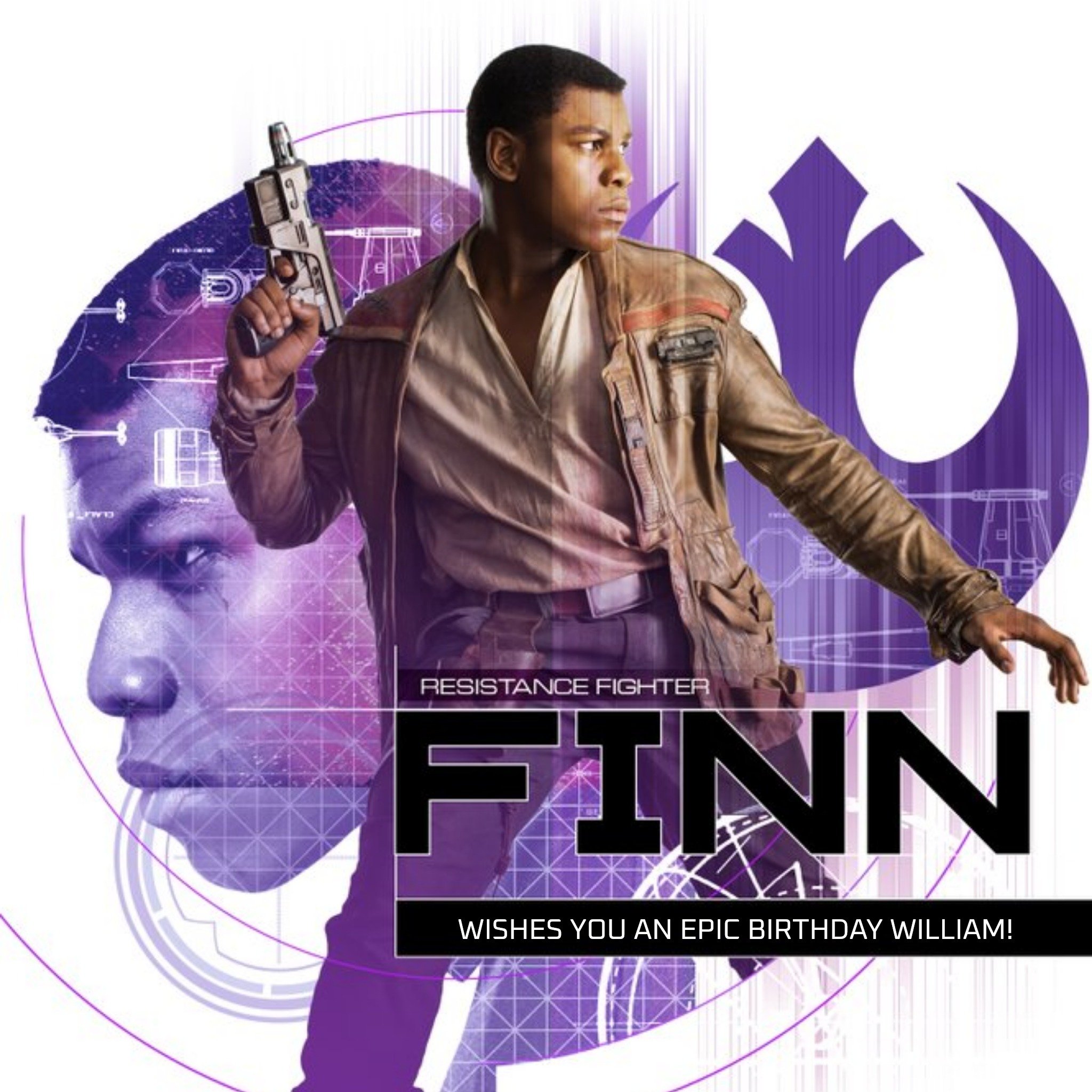 Disney Star Wars Finn Personalised Text Card, Square