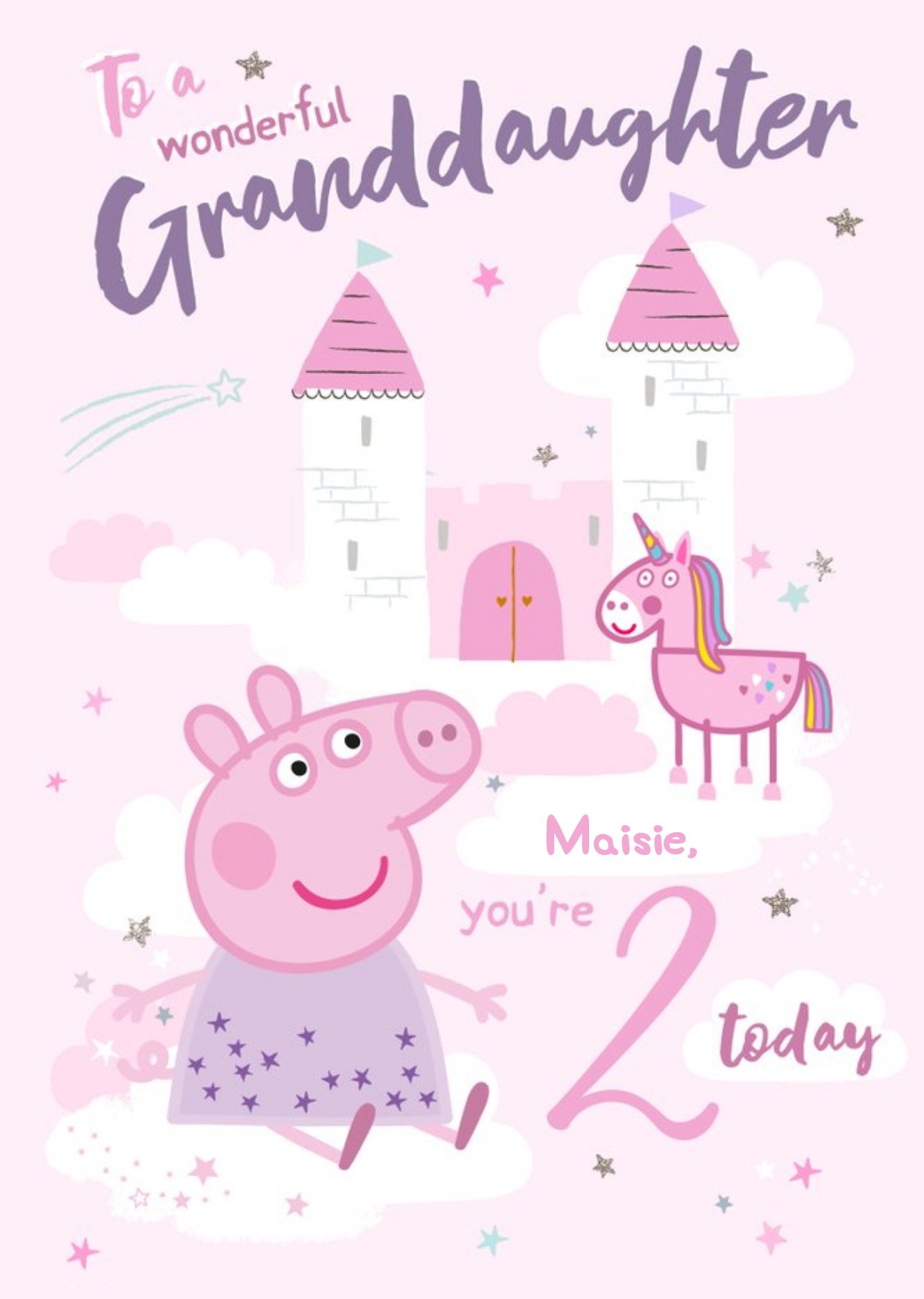 Peppa Pig Wonderful Grandaughter 2 Today Birthday Card, Large