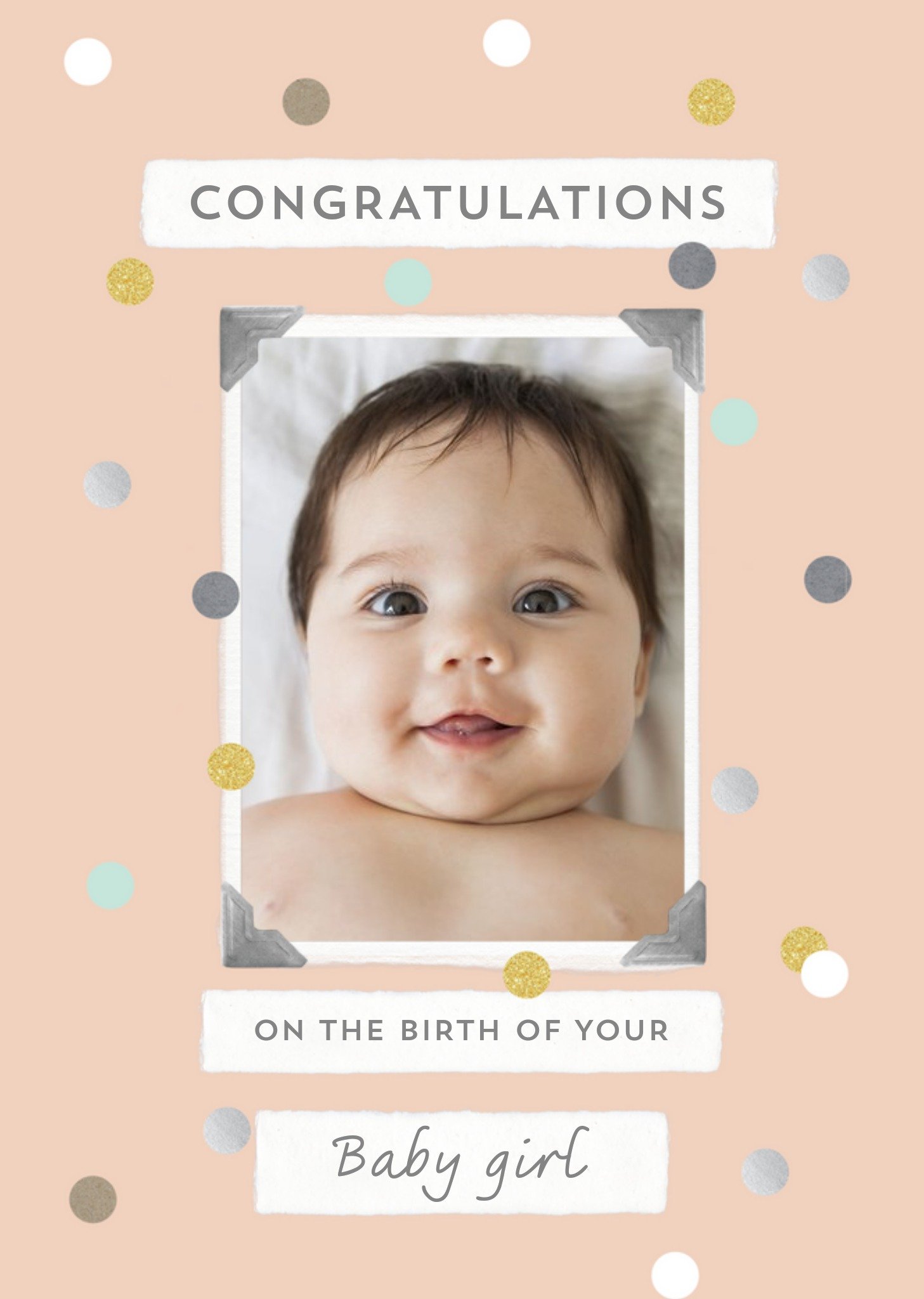 Moonpig New Baby Girl Photo Upload Congratulations Postcard