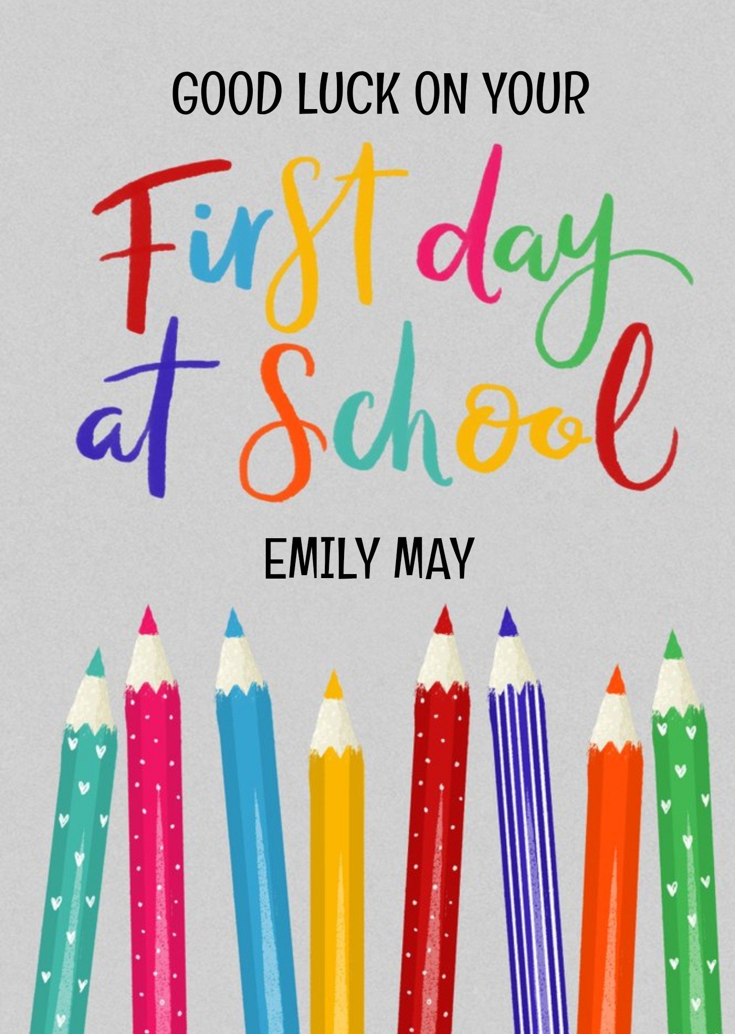 Moonpig Okey Dokey Design Illustrated Pencils First Day At School Card Ecard