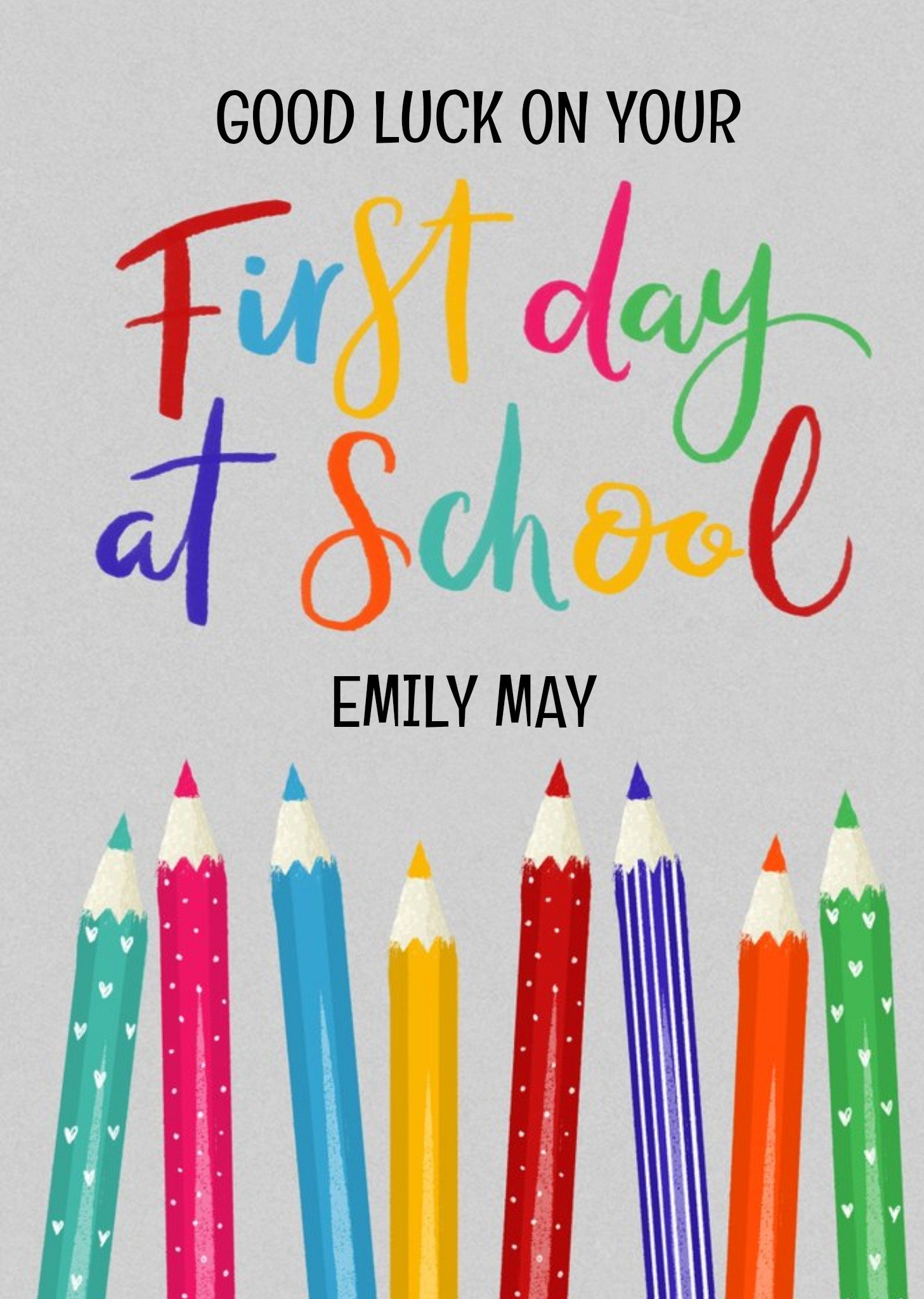 Okey Dokey Design Illustrated Pencils First Day At School Card Ecard