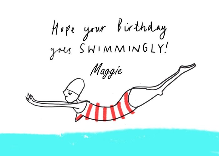 Swimmingly Personalised Happy Birthday Card