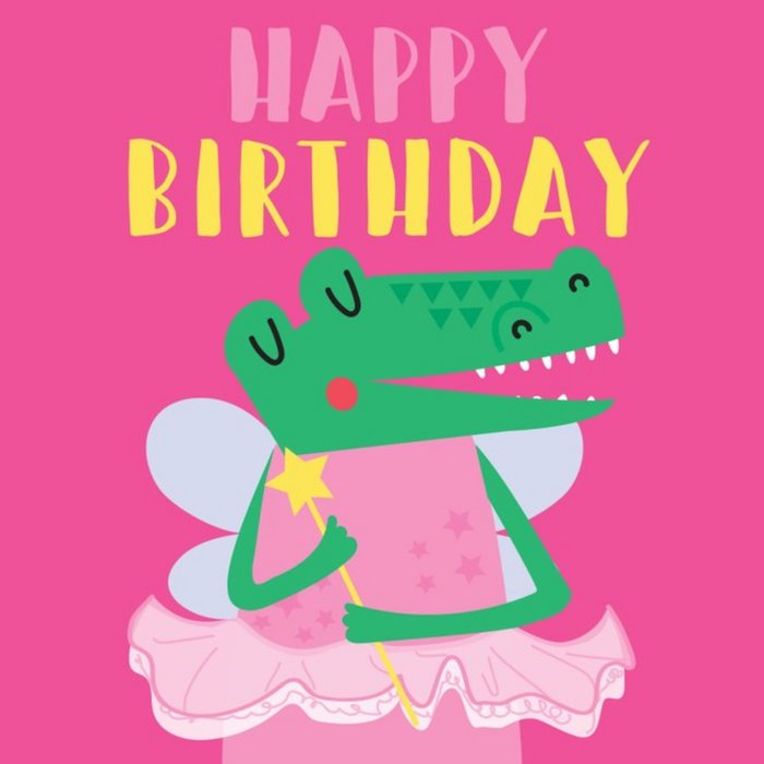 Cute Ballerina Crocodile Birthday Card
