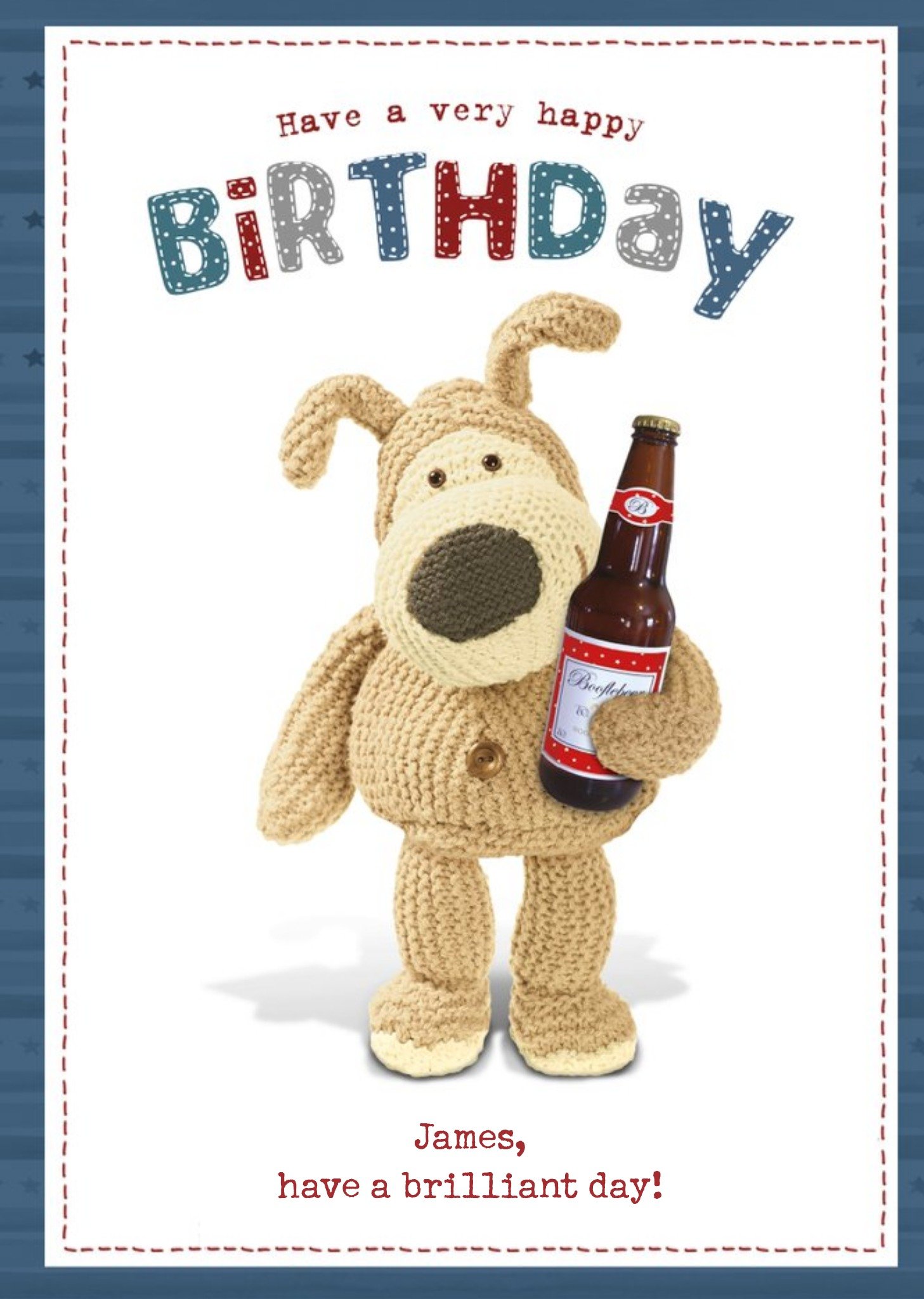 Boofle Cute Beer Very Happy Birthday Card, Large