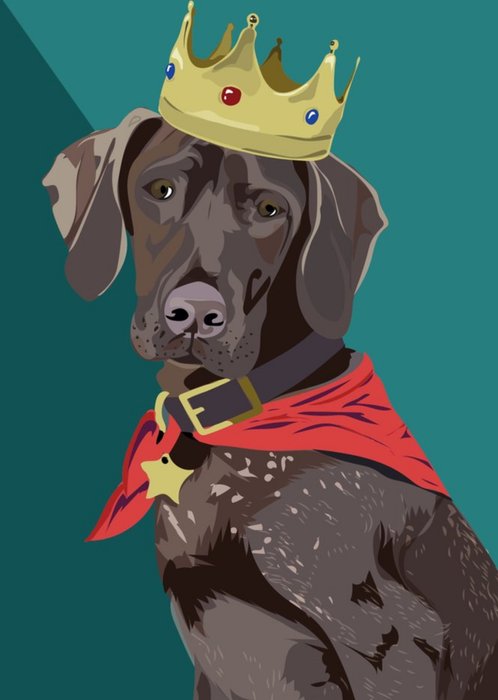 Illustrated Crown and Cloak Brown German Pointer Dog Card