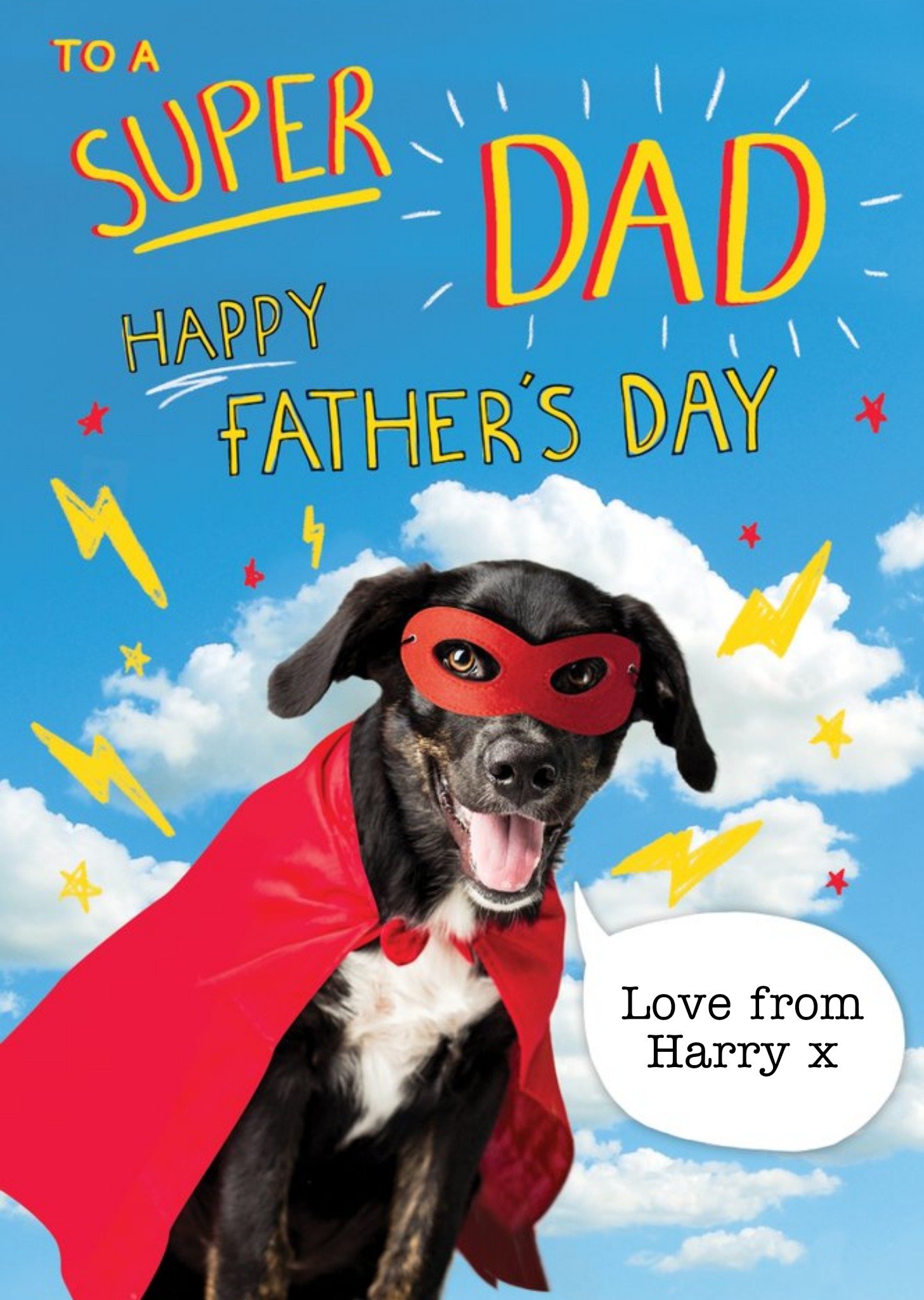 Moonpig Super Dog Cute Photographic To A Super Dad On Fathers Day, Large Card