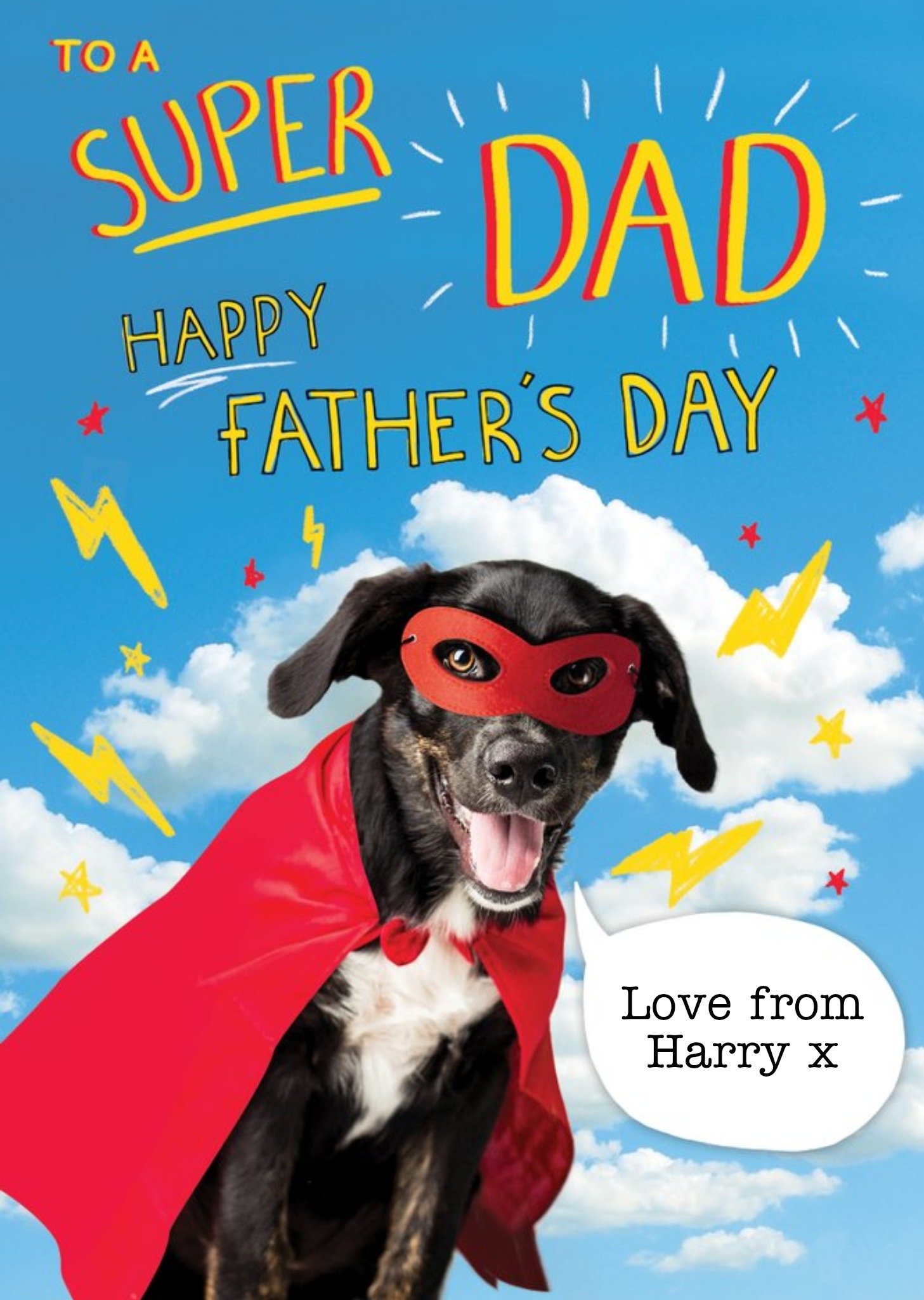 Super Dog Cute Photographic To A Super Dad On Fathers Day Ecard