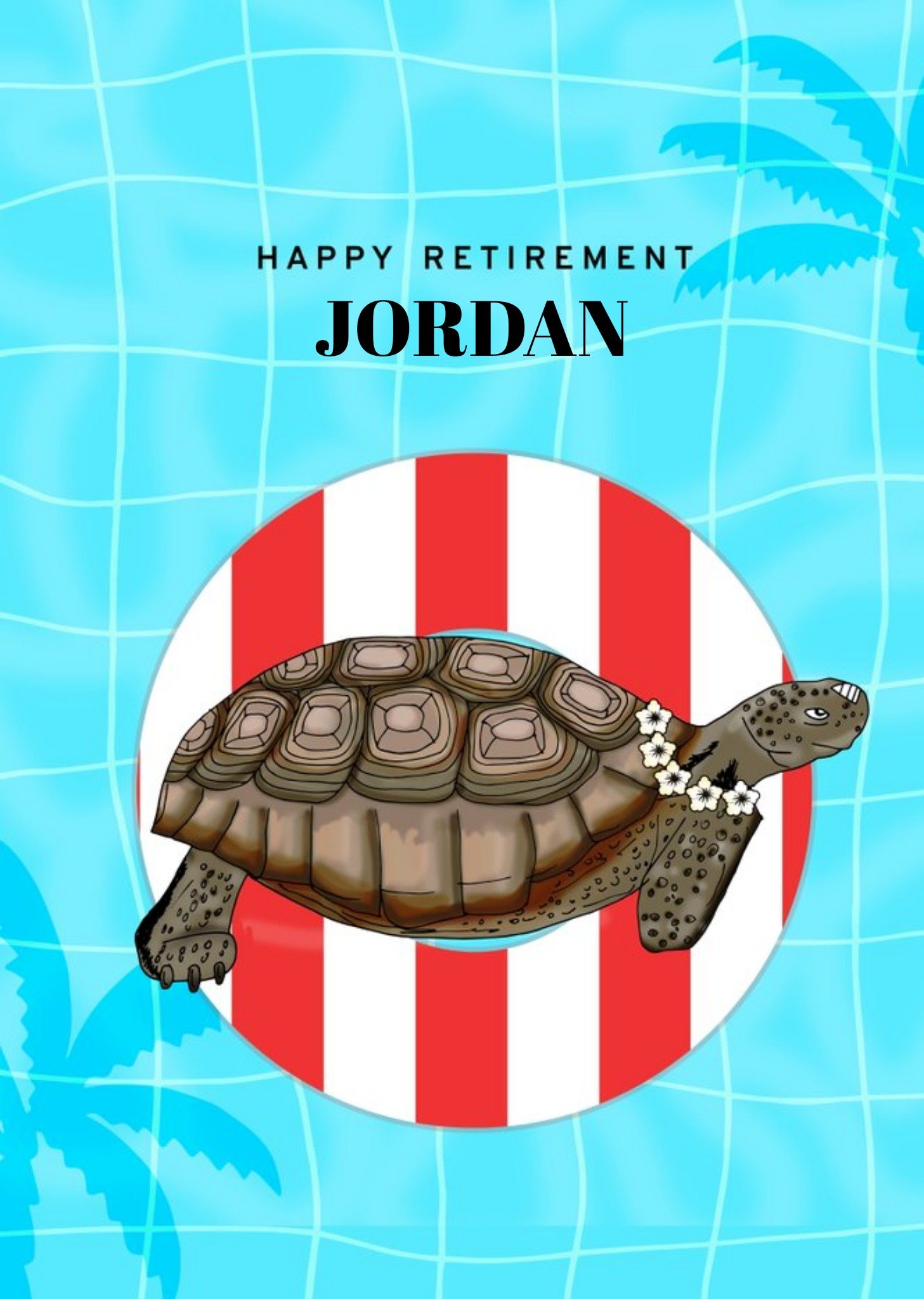 Pearl And Ivy Turtle Chilling Out In A Swimming Pool Happy Retirement Card Ecard