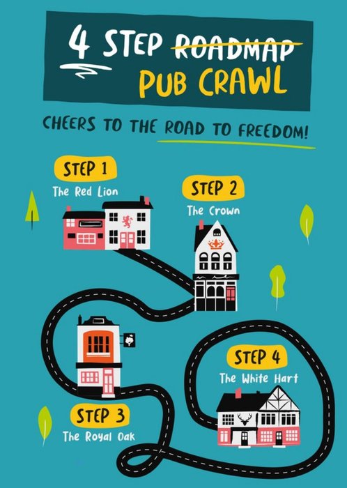 Funny 4 Step Pub Crawl Card