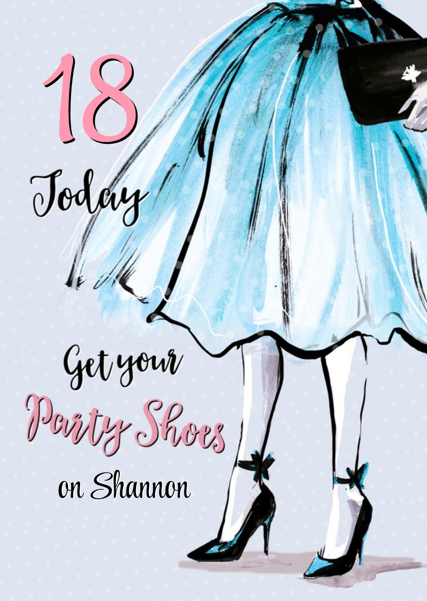 Moonpig Fashion Illustration Birthday Card Get Your Party Shoes On, Large