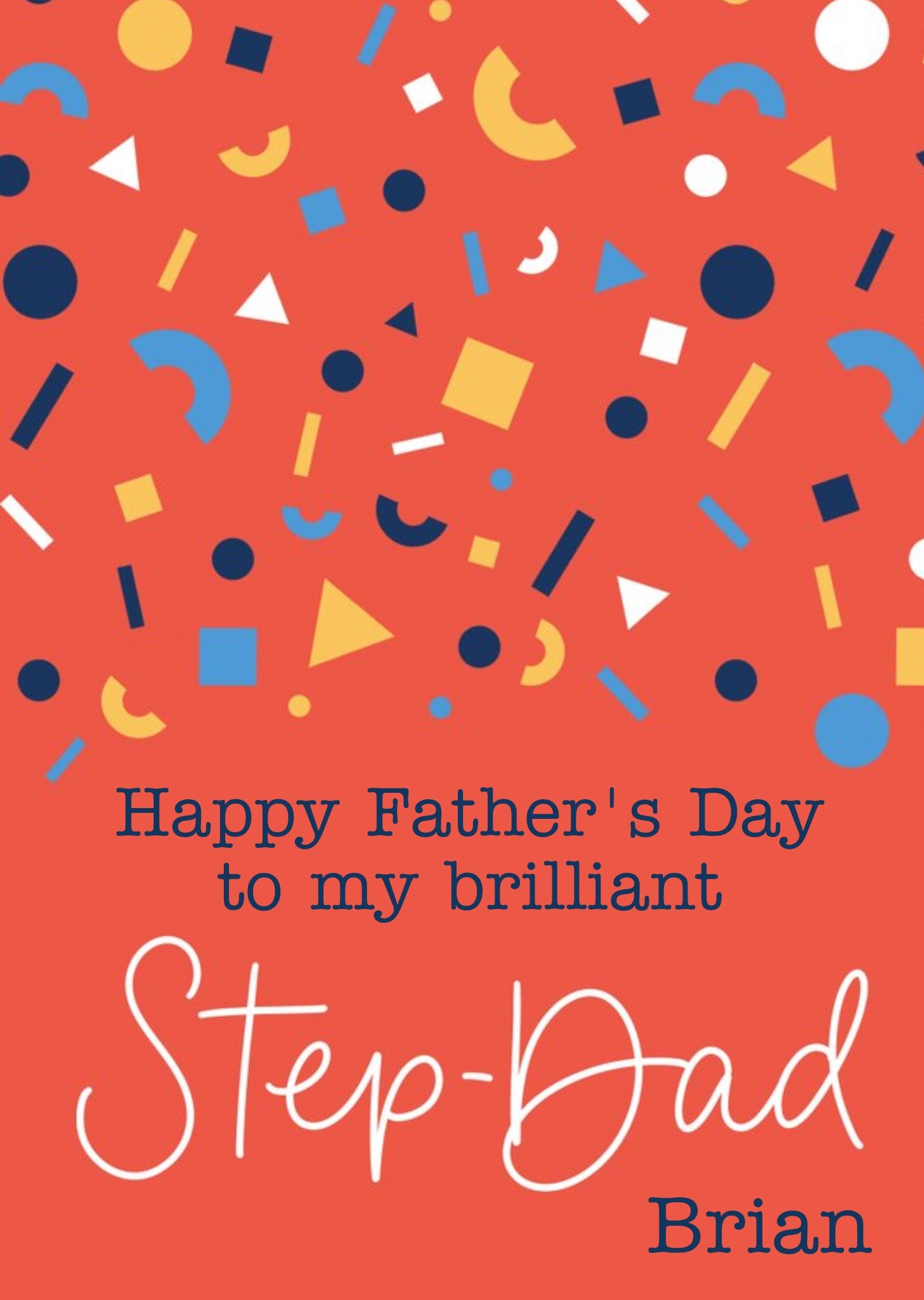 Abstract Confetti Brilliant Step Dad Father's Day Card Ecard