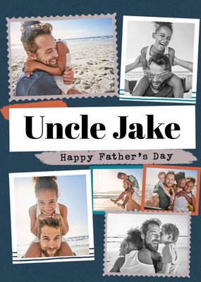 Modern Photo Upload Collage Uncle Father's Day Card