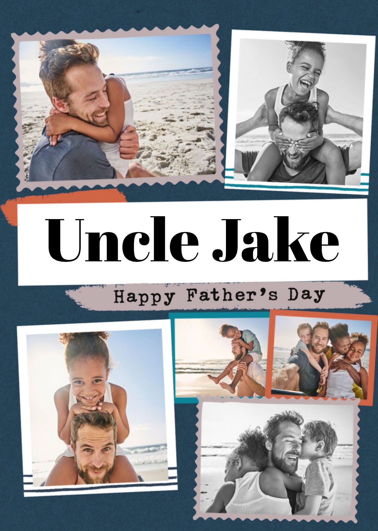 Moonpig Modern Photo Upload Collage Uncle Father's Day Card, Large