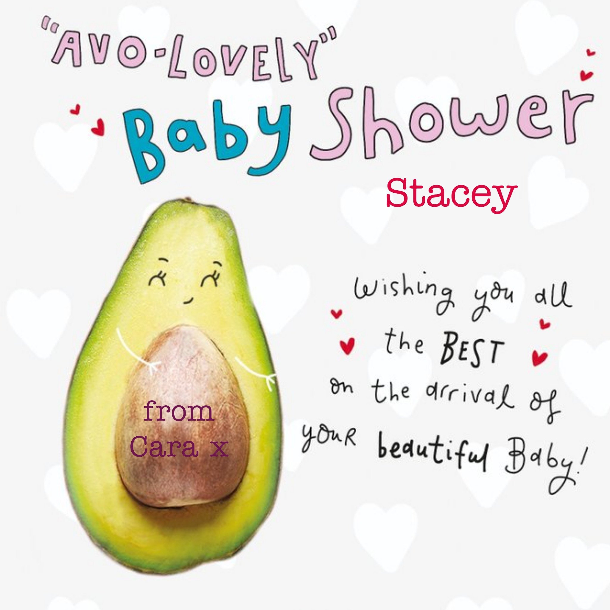 Clintons Cute Illustrated Avocado Pun Baby Shower Card, Square