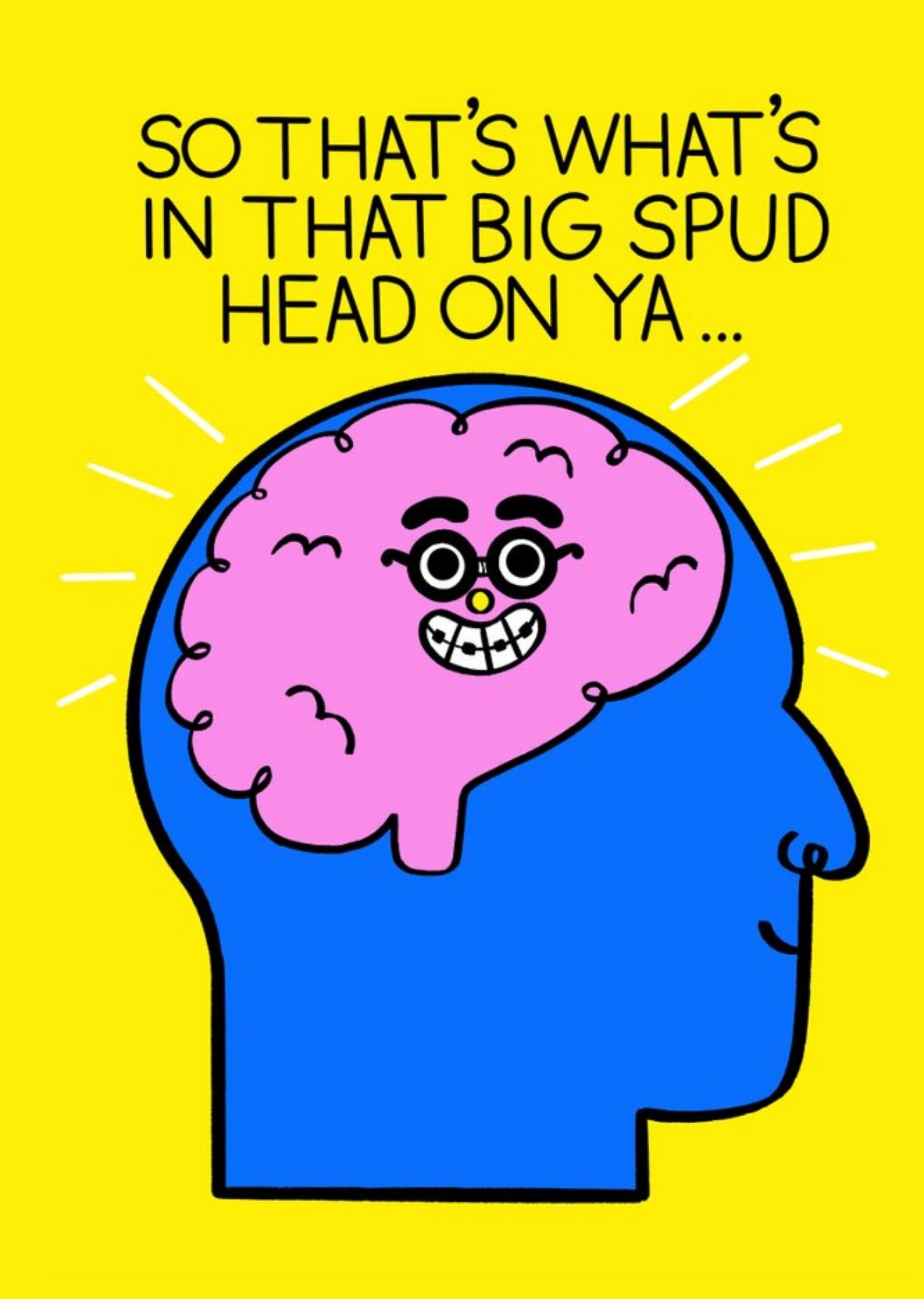 Moonpig Jacky Sheridan Illustrated Big Spud Head On Ya Congratulations Card Ecard