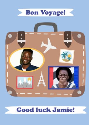 Illustration Of A Suitcase Bon Voyage Photo Upload Card