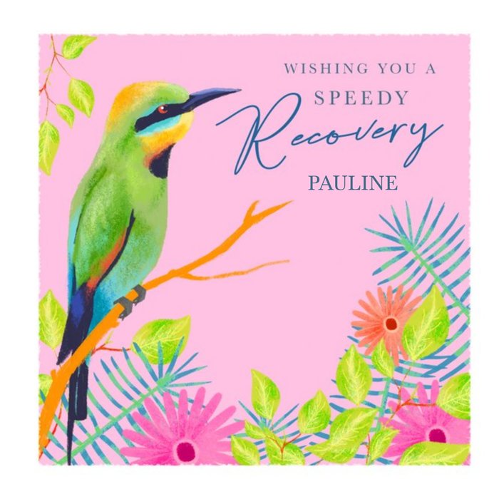 Illustration Of A Colourful Bird Perched On A Branch Get Well Card