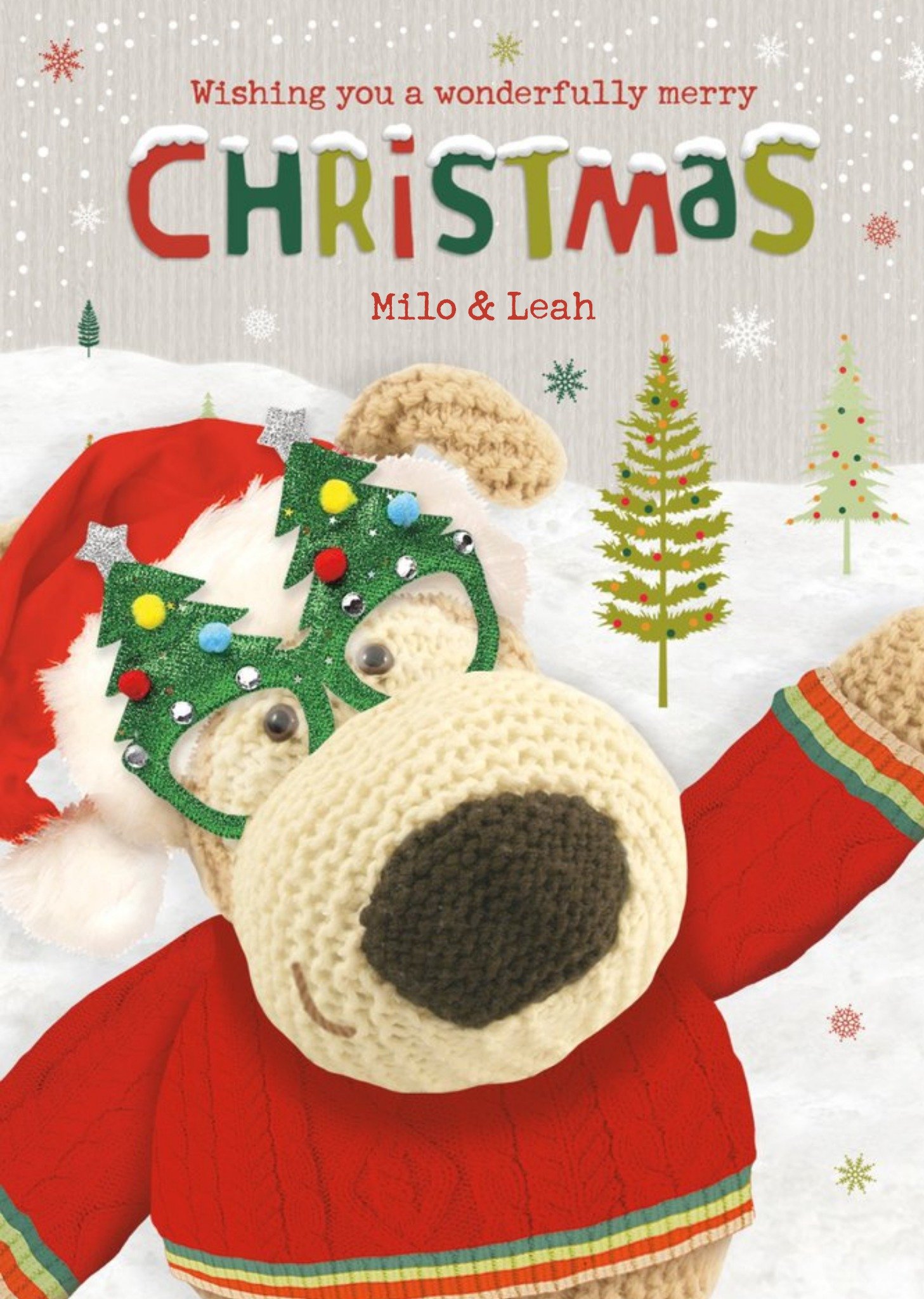 Cute Funny Boofle Christmas Tree Glasses Card Ecard