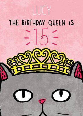 Cute Illustrative Cat Birthday Queen Birthday Card