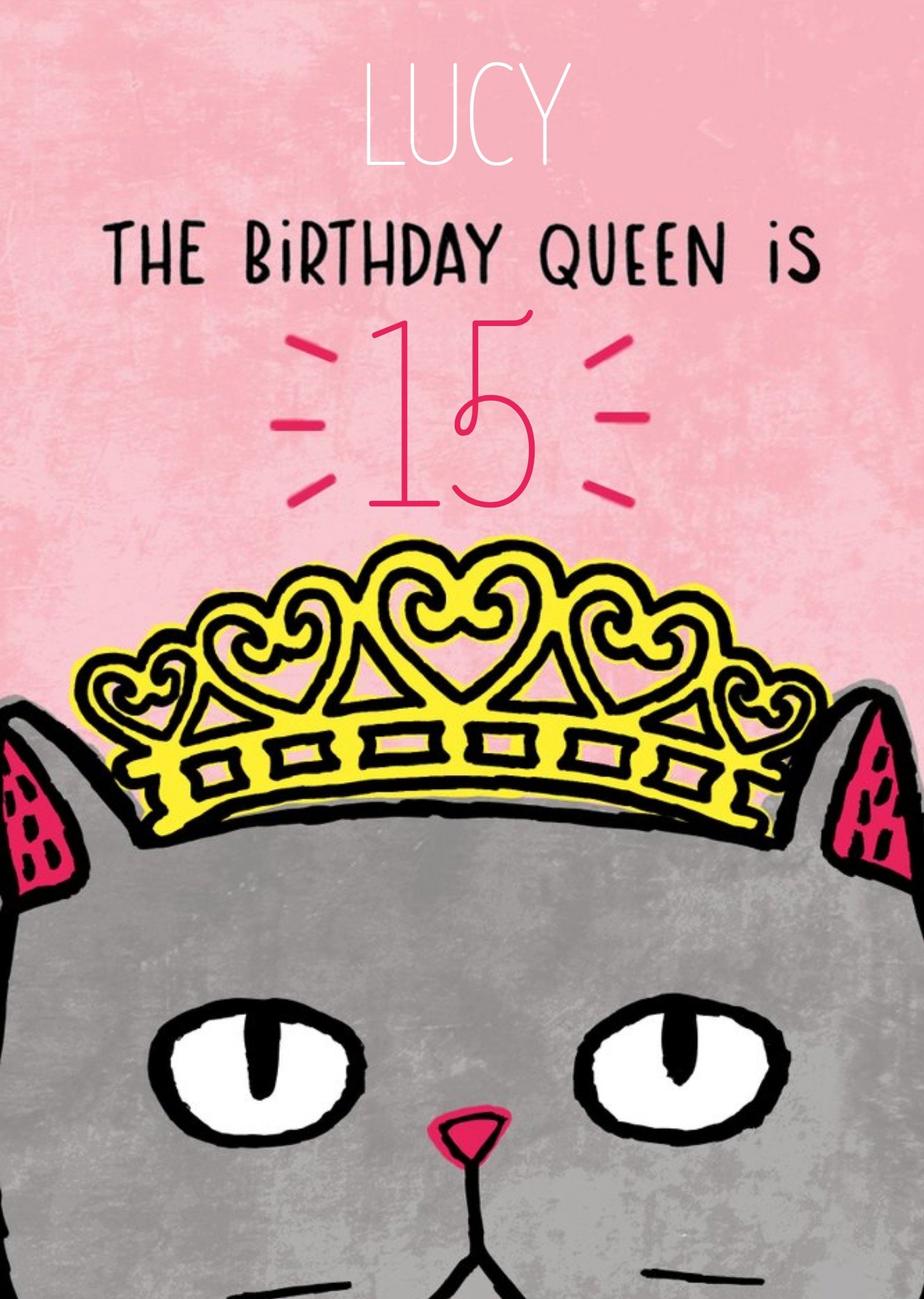 Moonpig Cute Illustrative Cat Birthday Queen Birthday Card Ecard