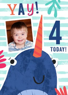 4 Today Narwhal Photo Upload Birthday Card