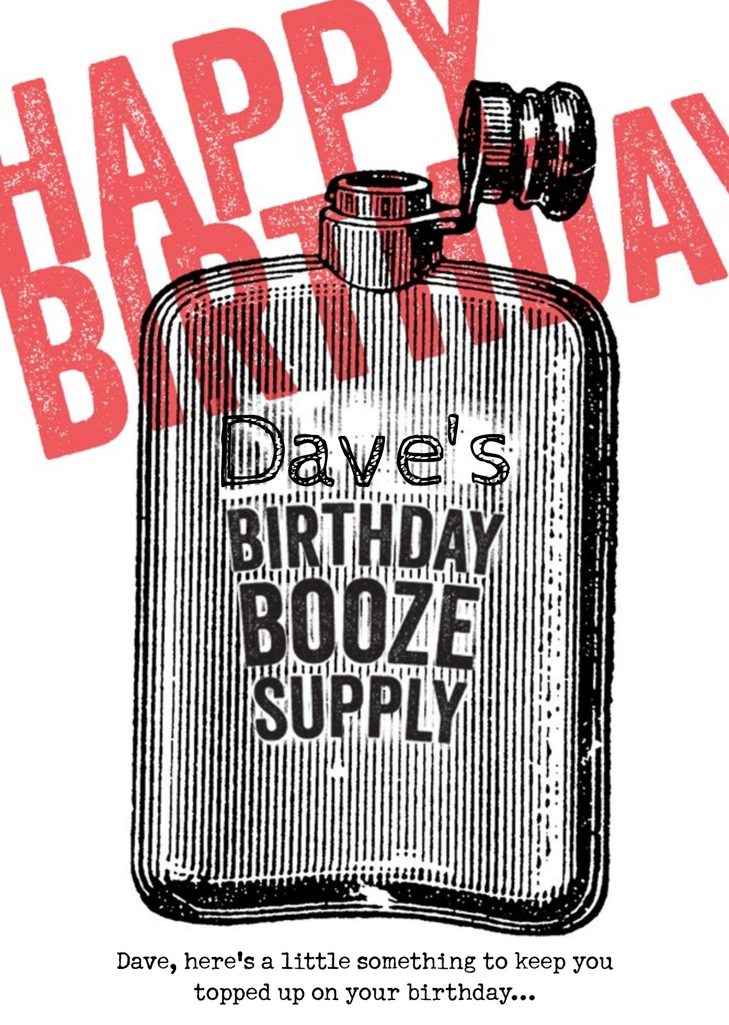 Moonpig Birthday Booze Supply Personalised Happy Birthday Card, Large