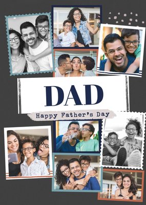 Modern Photo Upload Collage Dad Father's Day Card
