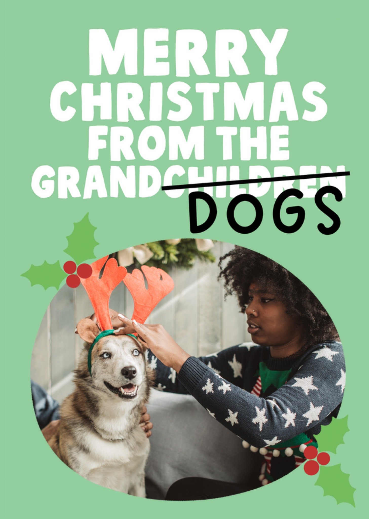 Moonpig Merry Christmas From The Grand(Children) Dogs Photo Upload Card, Large