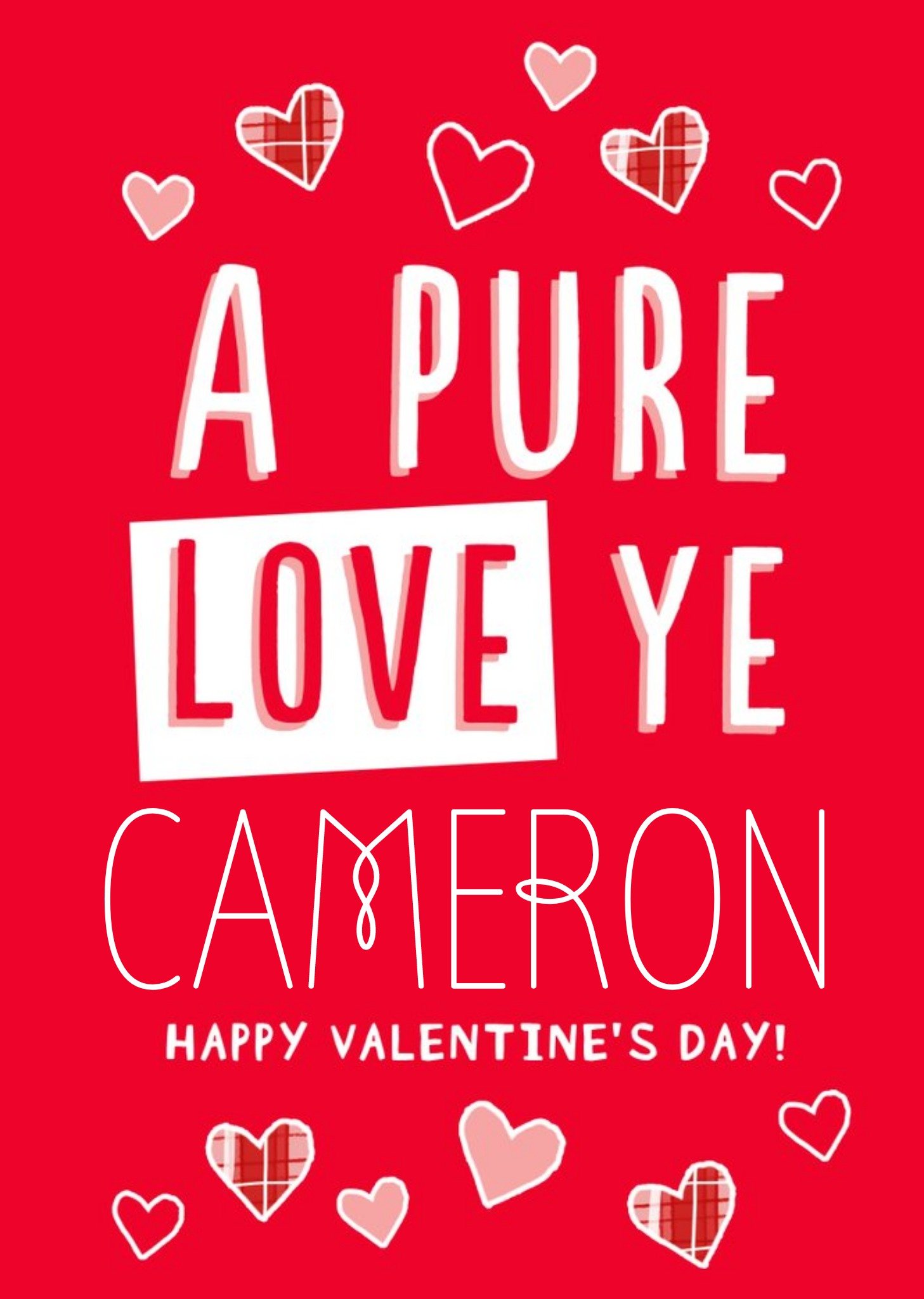 Love Hearts Big Bold Type Scottish Scotland Funny Tartan Valentine's Card Ecard