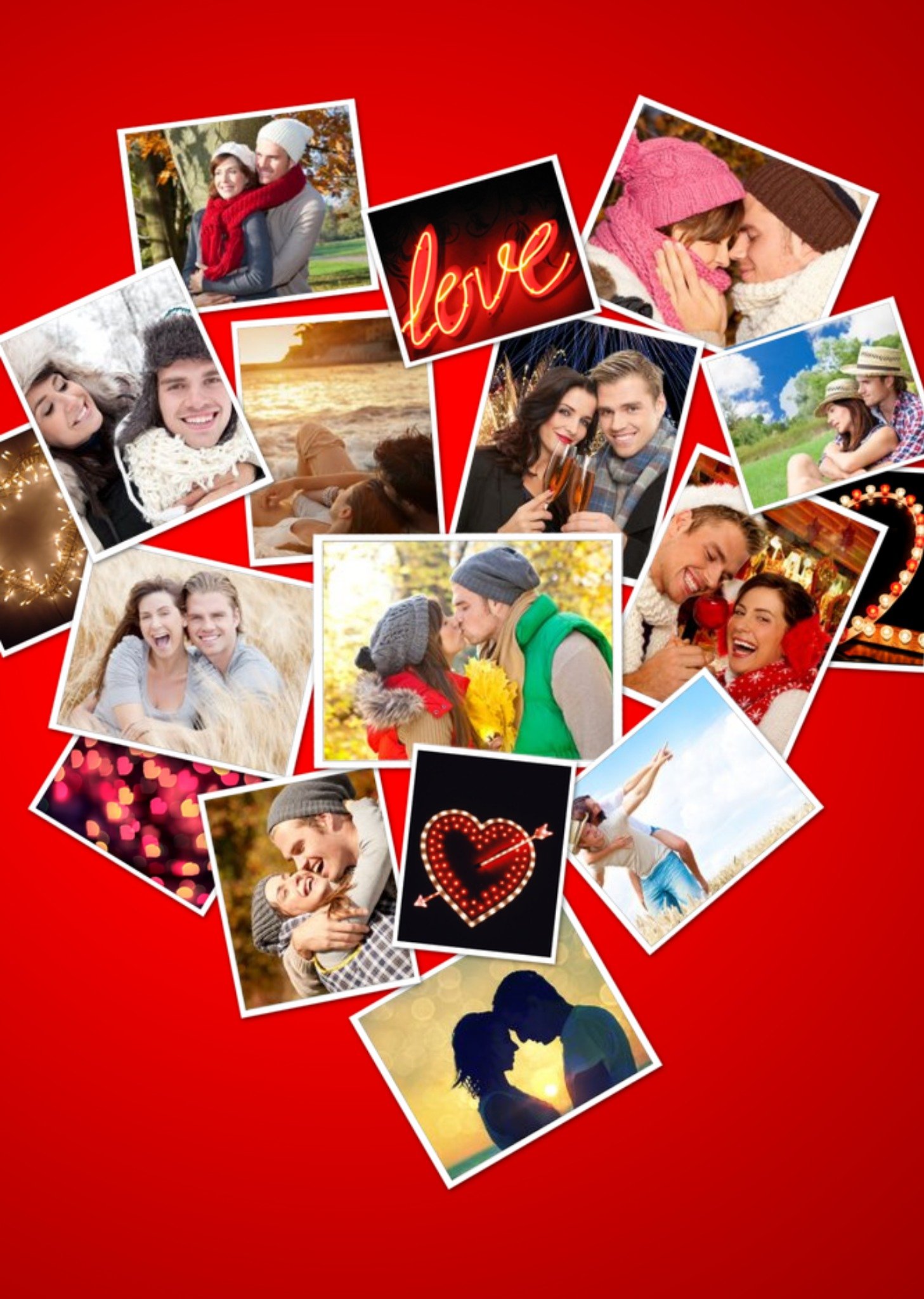 Photo Heart Valentine's Card - Use Your Own Photos To Create This Heart Shaped Valentine's Day Photo Collage Card. Ecard