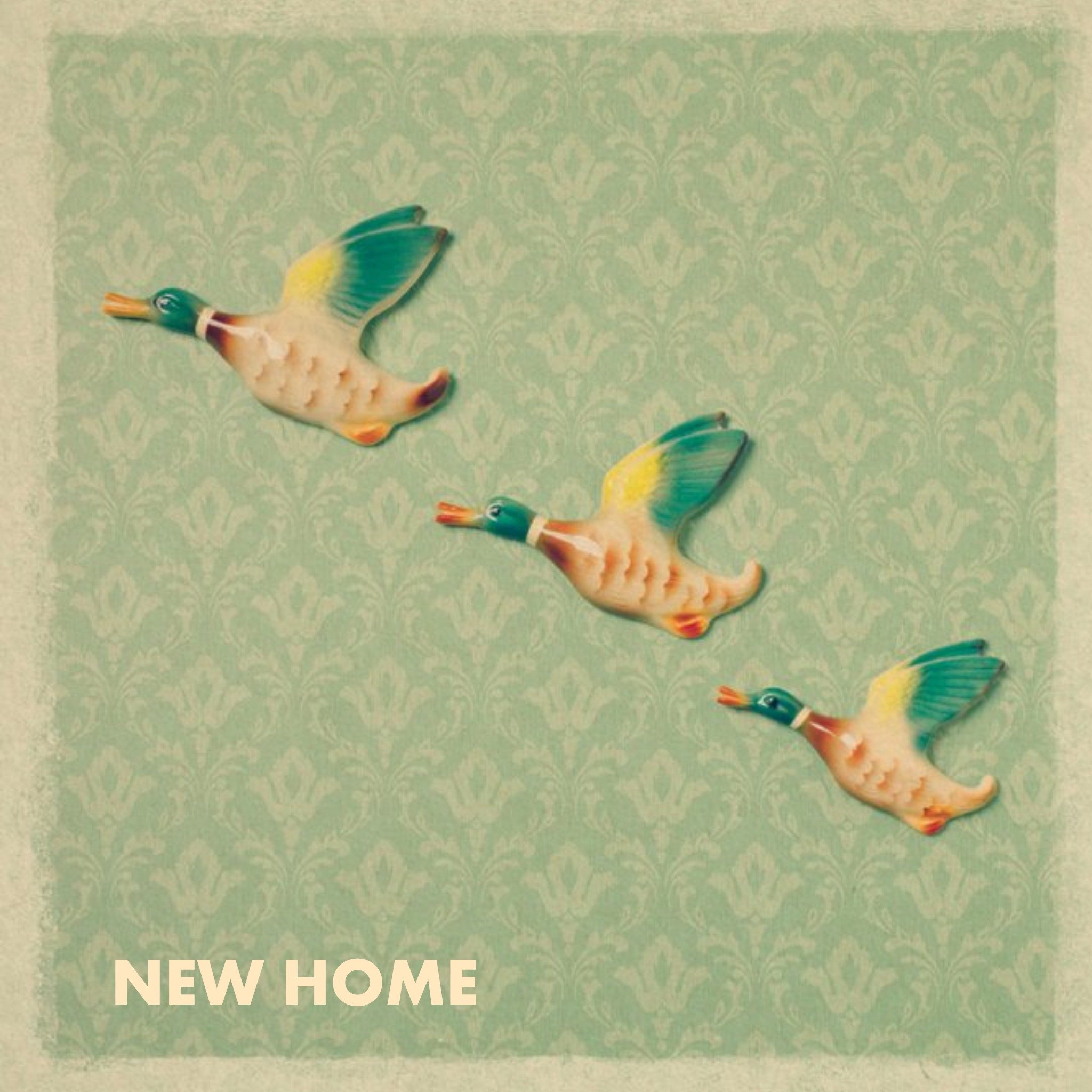 Moonpig Ducks In Flight Personalised New Home Card, Square