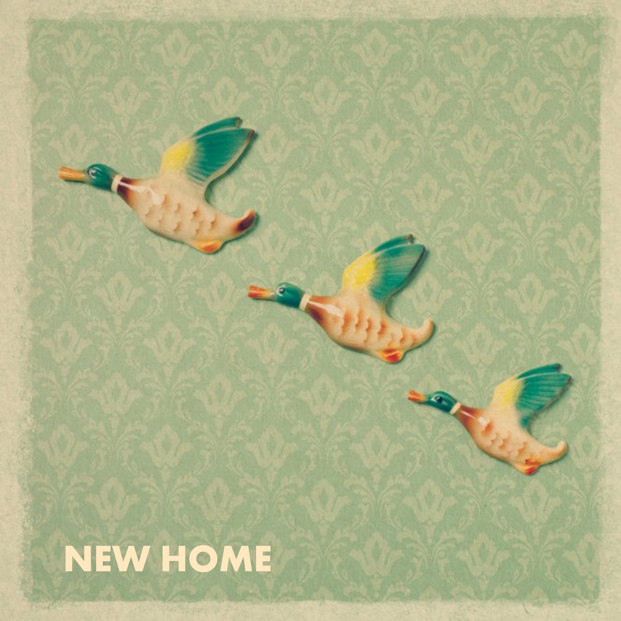 Ducks In Flight Personalised New Home Card, Square