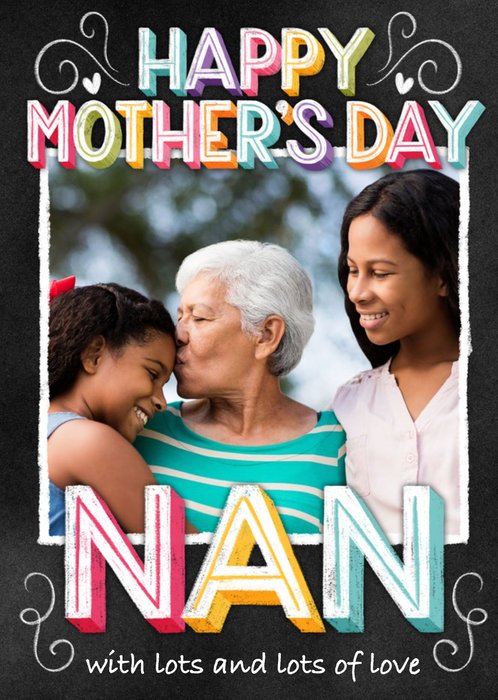Typographic Happy Mothers Day Nan Photo Upload Mothers Day Card